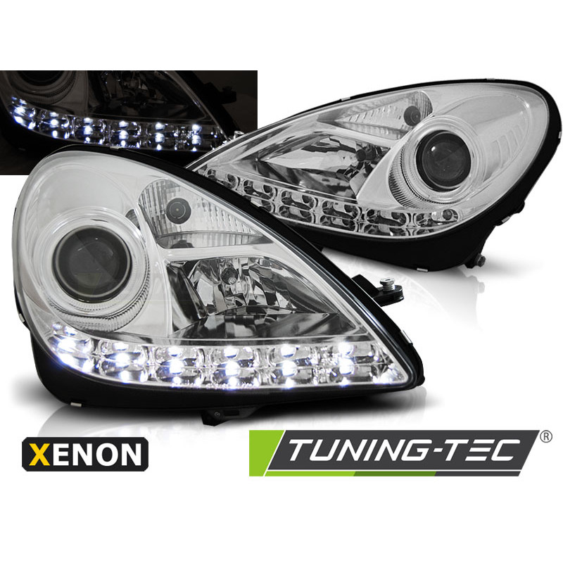 Fari Anteriori Luci Diurne Cromato per Mercedes-Benz R171 Slk 2004-2011 (Cod. TT-LPMEE2)