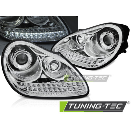 Fari Anteriori con Luci Diurne Luci Diurne Cromato per Porsche Cayenne Hid Xenon 2002-2006 (Cod. TT-