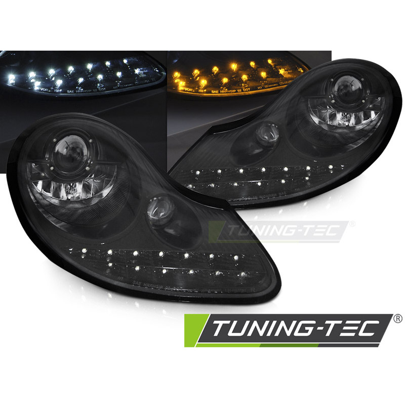 Fari Anteriori Luci Diurne Nero Lucido Nero per Porsche Boxster /911 996 1996-2004 (Cod. TT-LPPO12)