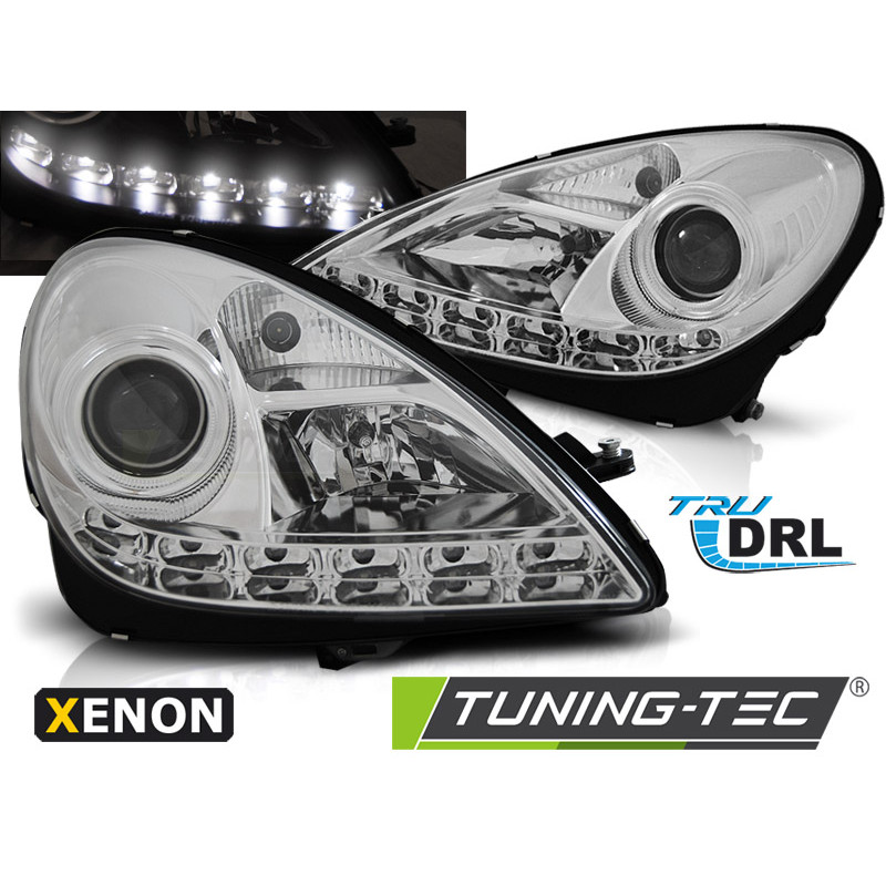 Fari Anteriori Luci Diurne DRL Cromato per Mercedes-Benz R171 Slk 2004-2011 (Cod. TT-LPMEE4)
