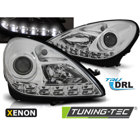 Fari Anteriori Luci Diurne DRL Cromato per Mercedes-Benz R171 Slk 2004-2011 (Cod. TT-LPMEE4)