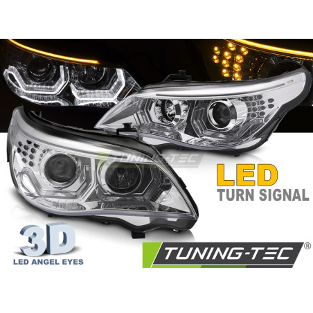 Fari Anteriori Angel Eyes per BMW Serie 5 E60 E61 2003-2007 (Cod. TT-LPBMK3)
