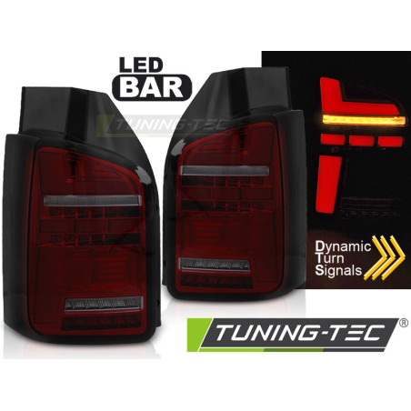Fanali Posteriori LED Rosso Fumé per Volkswagen T5 Full Seq Indicator 04/2003-2009 (Cod. TT-LDVWO2)