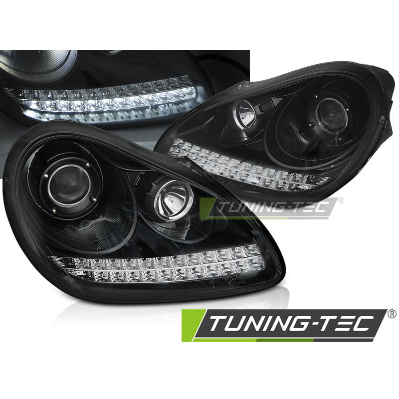 Fari Anteriori con Luci Diurne Luci Diurne Nero per Porsche Cayenne Hid Xenon 2002-2006 (Cod. TT-LPP