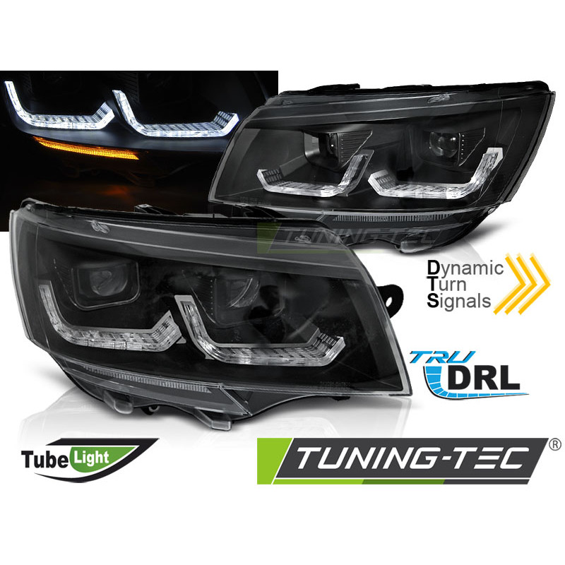 Fari Anteriori Luci Diurne DRL Nero per Volkswagen Transporter T6.1 Dal 2020 (Cod. TT-LPVWU9)