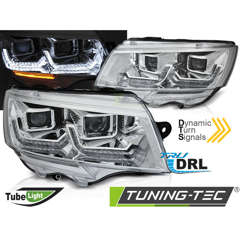Fari Anteriori Luci Diurne DRL Cromato per Volkswagen Transporter T6.1 Dal 2020 (Cod. TT-LPVWU8)