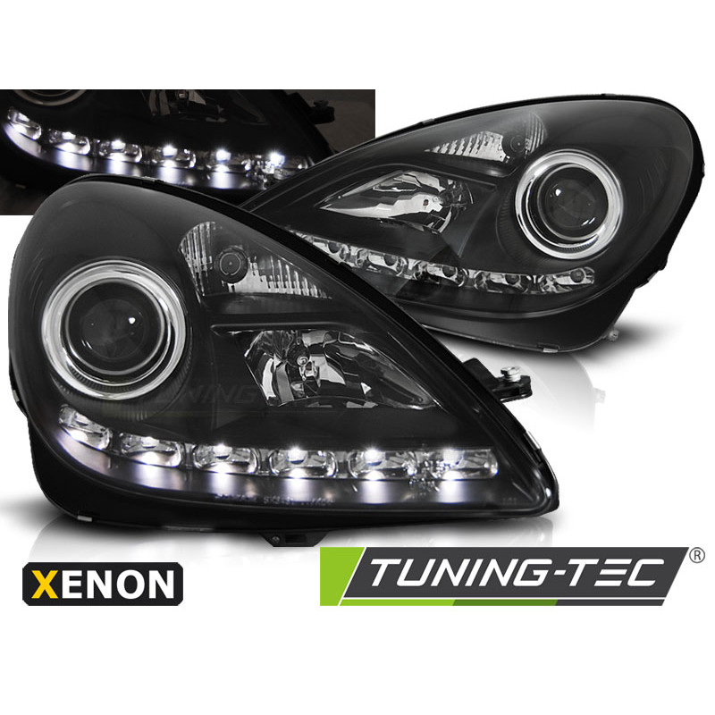 Fari Anteriori Luci Diurne Nero per Mercedes-Benz R171 Slk 2004-2011 (Cod. TT-LPMEE3)