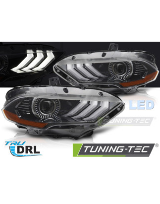 Fari Anteriori Luci Diurne DRL LED Nero per Ford Mustang 2018-2021 (Cod. TT-LPFO95)