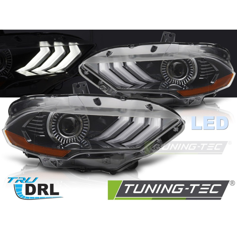 Fari Anteriori Luci Diurne DRL LED Nero per Ford Mustang 2018-2021 (Cod. TT-LPFO95)
