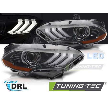 Fari Anteriori Luci Diurne DRL LED Nero per Ford Mustang 2018-2021 (Cod. TT-LPFO95)