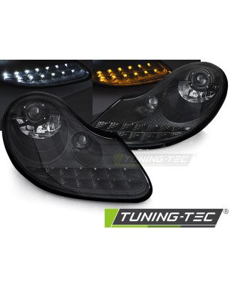 Fari Anteriori Luci Diurne Nero Opaco Nero per Porsche Boxster /911 996 1996-2004 (Cod. TT-LPPO11)