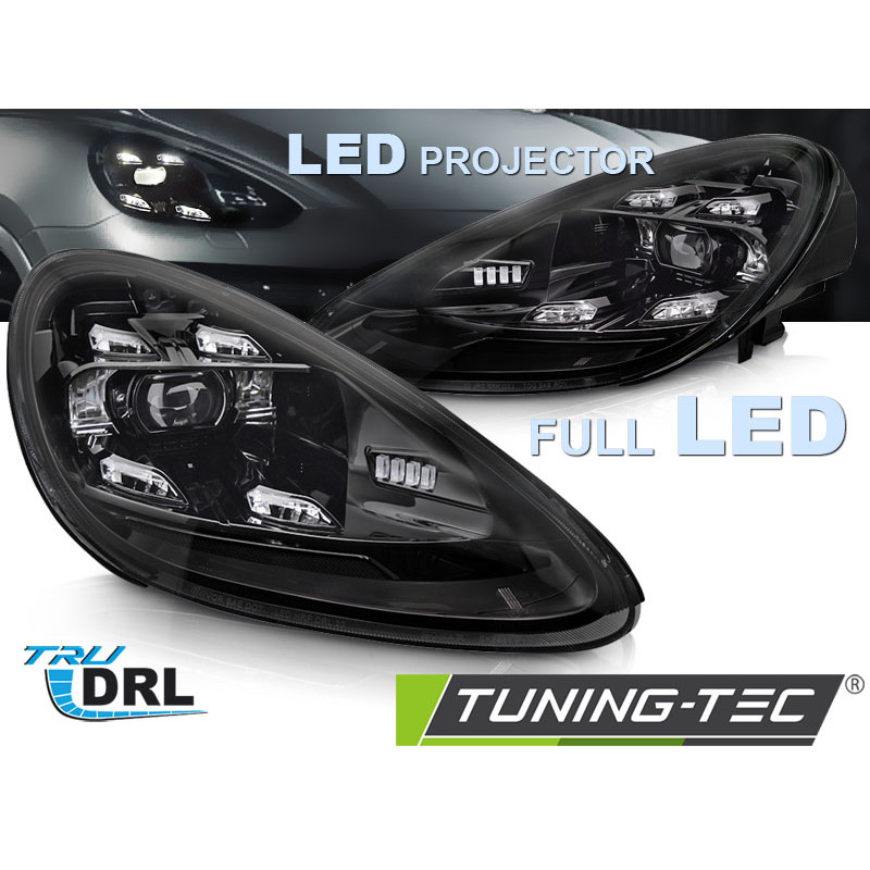 Fari Anteriori Luci Diurne DRL LED Nero per Porsche Cayenne 2010-2015 (Cod. TT-LPPO13)
