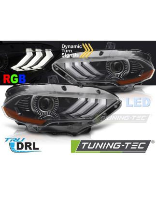 Fari Anteriori Luci Diurne DRL LED Nero per Ford Mustang 2018-2021 (Cod. TT-LPFO96)