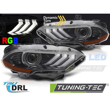 Fari Anteriori Luci Diurne DRL LED Nero per Ford Mustang 2018-2021 (Cod. TT-LPFO96)