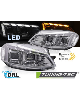 Fari Anteriori Luci Diurne DRL LED Cromato per Volkswagen Golf 7 2017-2019 (Cod. TT-LPVWW2)