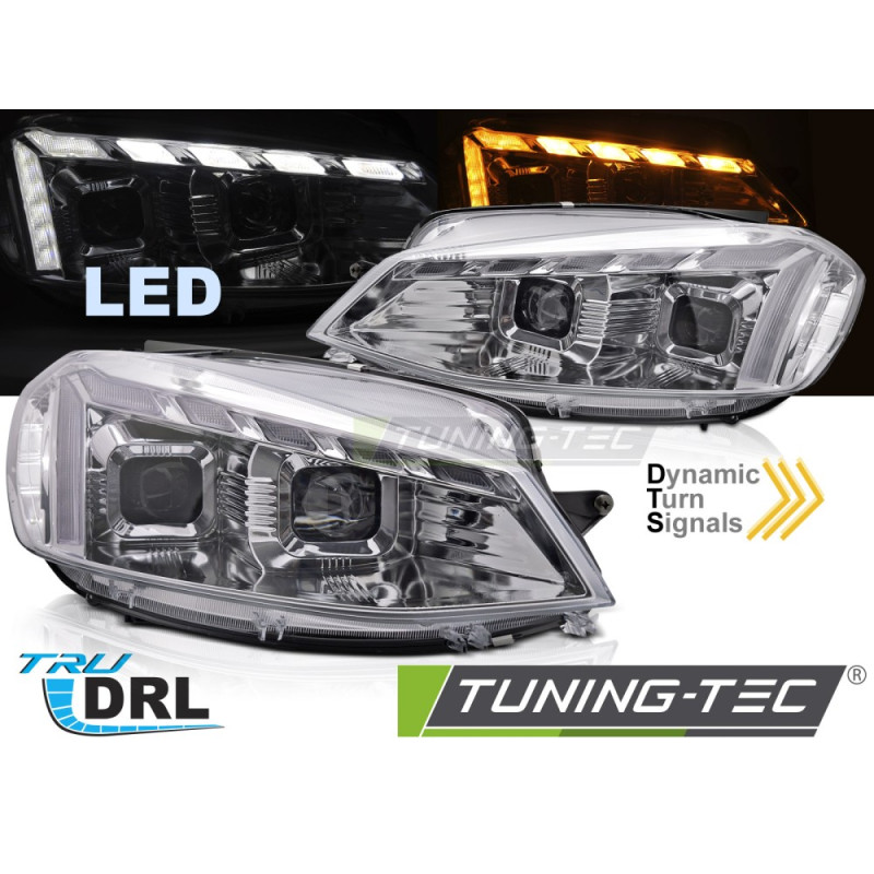 Fari Anteriori Luci Diurne DRL LED Cromato per Volkswagen Golf 7 2017-2019 (Cod. TT-LPVWW2)
