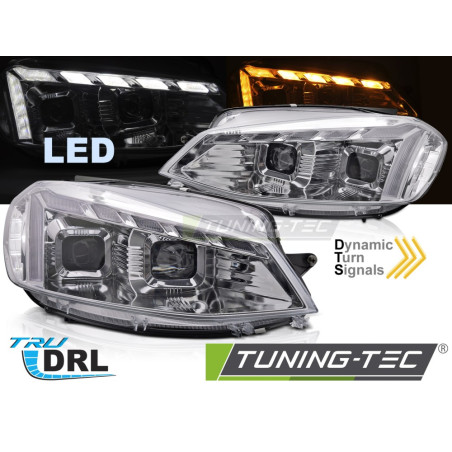 Fari Anteriori Luci Diurne DRL LED Cromato per Volkswagen Golf 7 2017-2019 (Cod. TT-LPVWW2)
