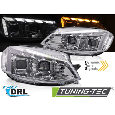 Fari Anteriori Luci Diurne DRL LED Cromato per Volkswagen Golf 7 2017-2019 (Cod. TT-LPVWW0)