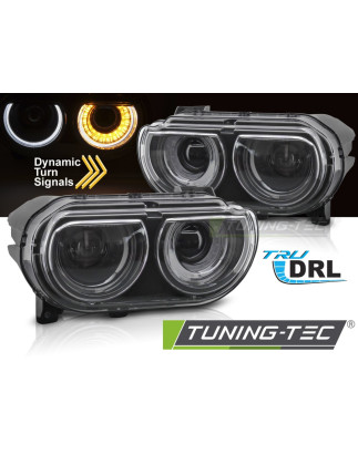 Fari Anteriori Luci Diurne DRL Nero per Dodge Challenger 2008-2014 (Cod. TT-LPDO29)