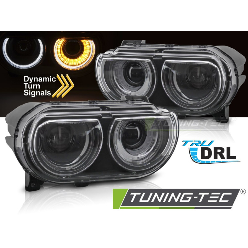 Fari Anteriori Luci Diurne DRL Nero per Dodge Challenger 2008-2014 (Cod. TT-LPDO29) Fari Anteriori Luci Diurne DRL Nero per Dodge Challenger 2008-2014 (Cod. TT-LPDO29)