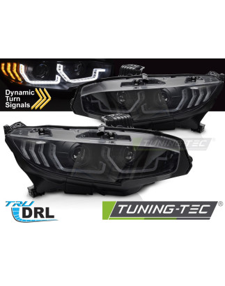 Fari Anteriori Luci Diurne DRL Nero per Honda Civic X 2016-2021 (Cod. TT-LPHO34)