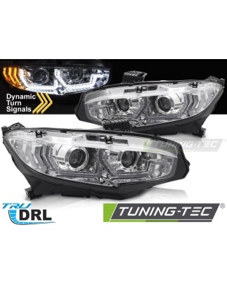 Fari Anteriori Luci Diurne DRL Cromato per Honda Civic X 2016-2021 (Cod. TT-LPHO33)