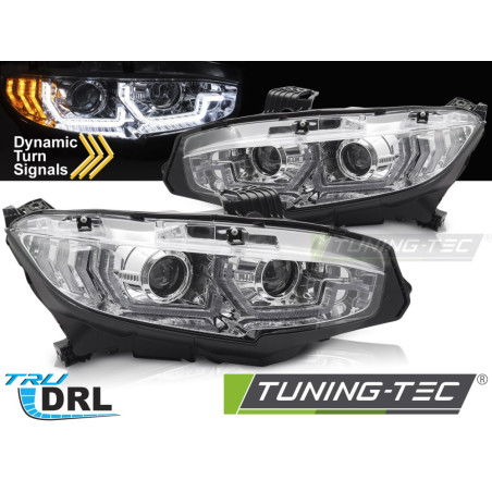Fari Anteriori Luci Diurne DRL Cromato per Honda Civic X 2016-2021 (Cod. TT-LPHO33)