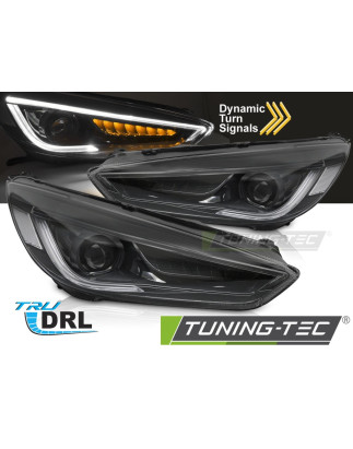 Fari Anteriori con Luci Diurne Luci Diurne DRL LED Nero per Ford Focus Mk3 2014-2018 (Cod. TT-LPFOA8