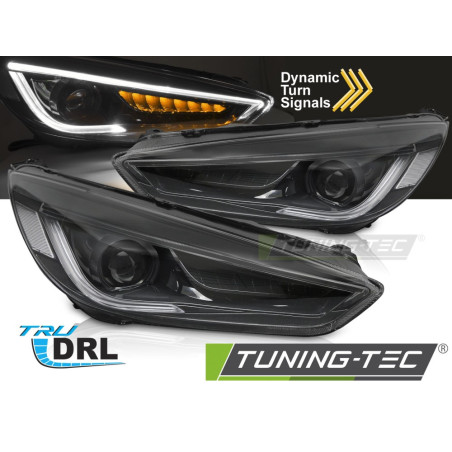 Fari Anteriori con Luci Diurne Luci Diurne DRL LED Nero per Ford Focus Mk3 2014-2018 (Cod. TT-LPFOA8
