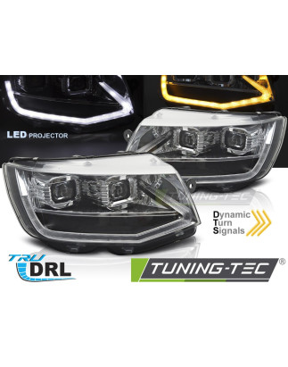 Fari Anteriori Luci Diurne DRL LED Cromato per Volkswagen Transporter T6 2015-2019 (Cod. TT-LPVWX6)