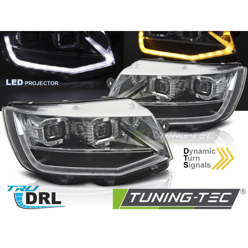 Fari Anteriori Luci Diurne DRL LED Cromato per Volkswagen Transporter T6 2015-2019 (Cod. TT-LPVWX6)