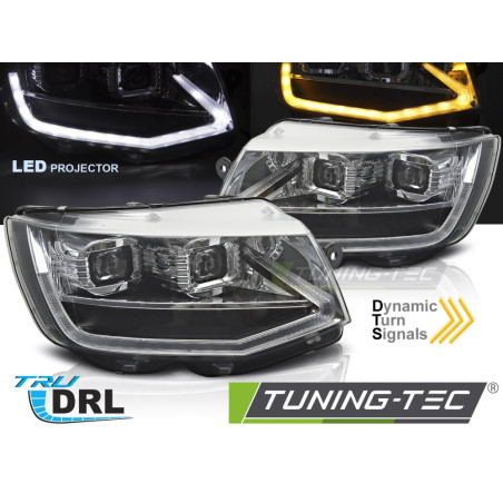 Fari Anteriori Luci Diurne DRL LED Cromato per Volkswagen Transporter T6 2015-2019 (Cod. TT-LPVWX6)