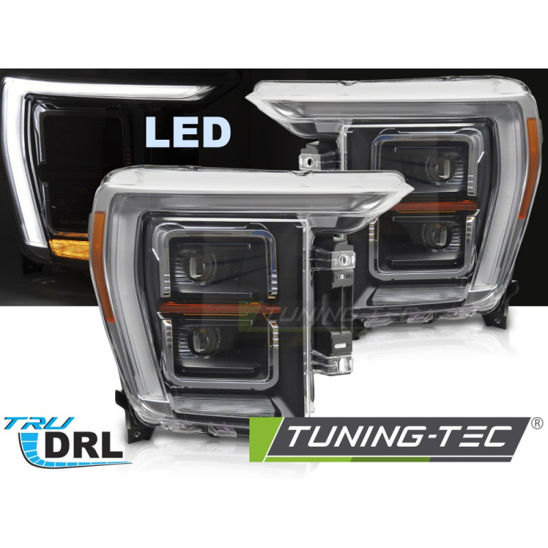 Fari Anteriori Luci Diurne DRL LED Nero per Ford F150 Mk14 2020-2023 (Cod. TT-LPFOA5)