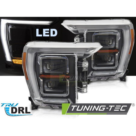 Fari Anteriori Luci Diurne DRL LED Nero per Ford F150 Mk14 2020-2023 (Cod. TT-LPFOA5)