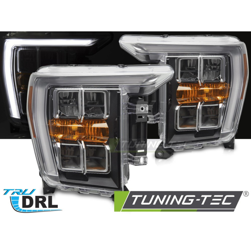 Fari Anteriori Luci Diurne DRL Nero per Ford F150 Mk14 2020-2023 (Cod. TT-LPFOA4)