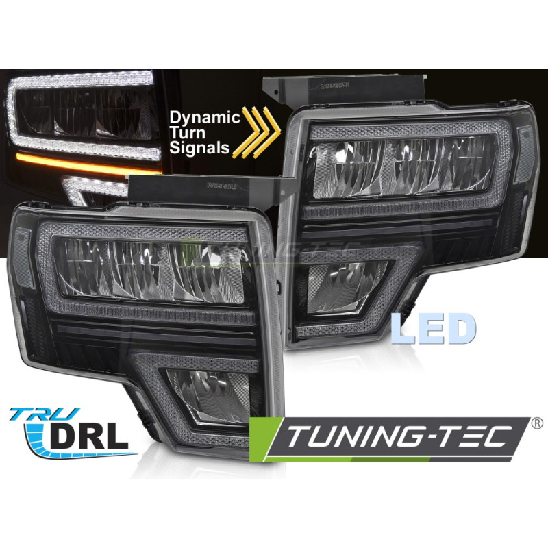Fari Anteriori con Luci Diurne Luci Diurne DRL LED Nero per Ford F150 Mk12 Seq 2008-2014 (Cod. TT-LP