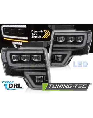 Fari Anteriori con Luci Diurne Luci Diurne DRL LED Nero per Ford F150 Mk12 Full Seq 2008-2014 (Cod. 