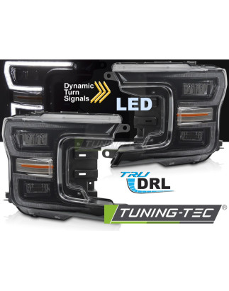 Fari Anteriori Luci Diurne DRL LED Nero per Ford F150 Mk13 2017-2020 (Cod. TT-LPFOA1)