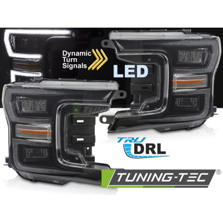 Fari Anteriori Luci Diurne DRL LED Nero per Ford F150 Mk13 2017-2020 (Cod. TT-LPFOA1)