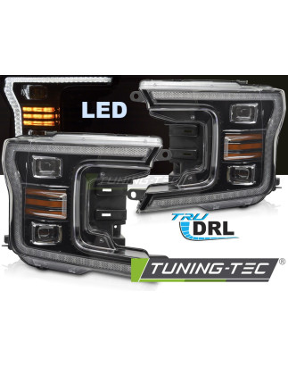 Fari Anteriori Luci Diurne DRL LED Nero per Ford F150 Mk13 2017-2020 (Cod. TT-LPFOA0)