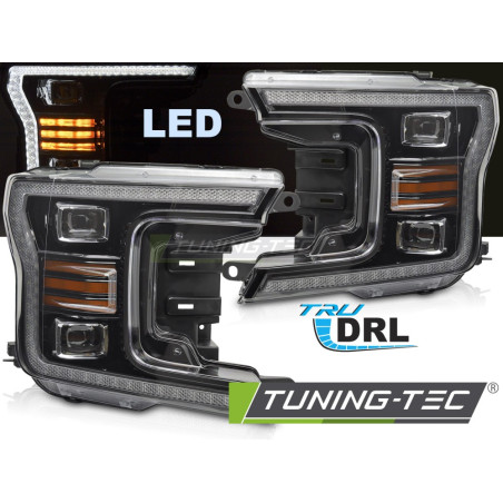 Fari Anteriori Luci Diurne DRL LED Nero per Ford F150 Mk13 2017-2020 (Cod. TT-LPFOA0)