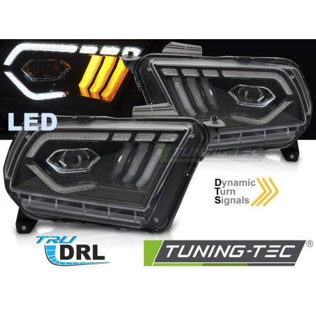Fari Anteriori Luci Diurne DRL LED Nero per Ford Mustang 2010-2013 (Cod. TT-LPFO98)