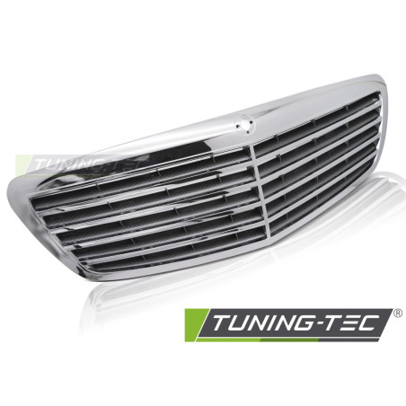 Griglia Frontale Carbon Look Cromato per Mercedes-Benz S-class W221 2005-2009 (Cod. TT-GRME62)