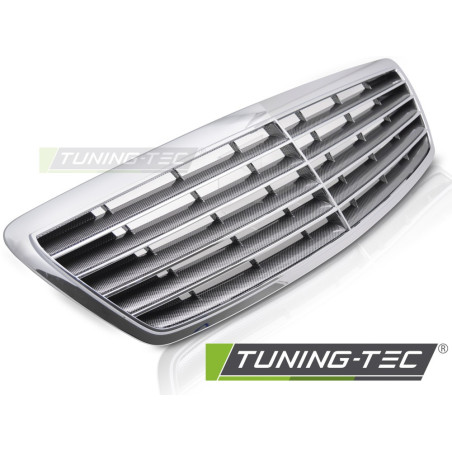 Griglia Frontale Carbon Look Cromato per Mercedes-Benz S-class W220 2002-2005 (Cod. TT-GRME61)
