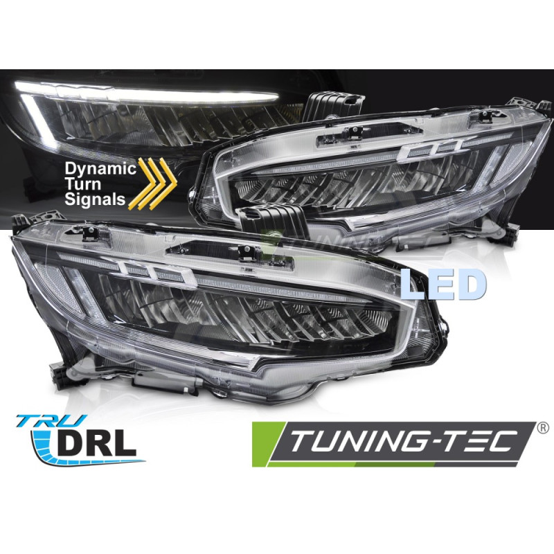 Fari Anteriori LED Nero per Honda Civic X 2016-2021 (Cod. TT-LPHO36)