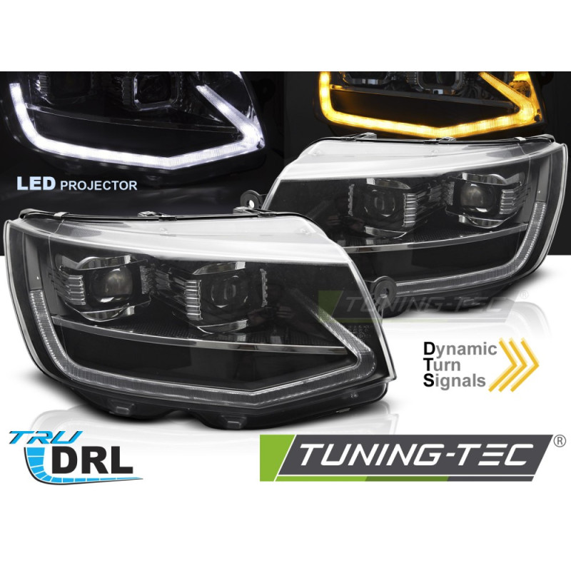 Fari Anteriori Luci Diurne DRL LED Nero per Volkswagen Transporter T6 2015-2019 (Cod. TT-LPVWX7)