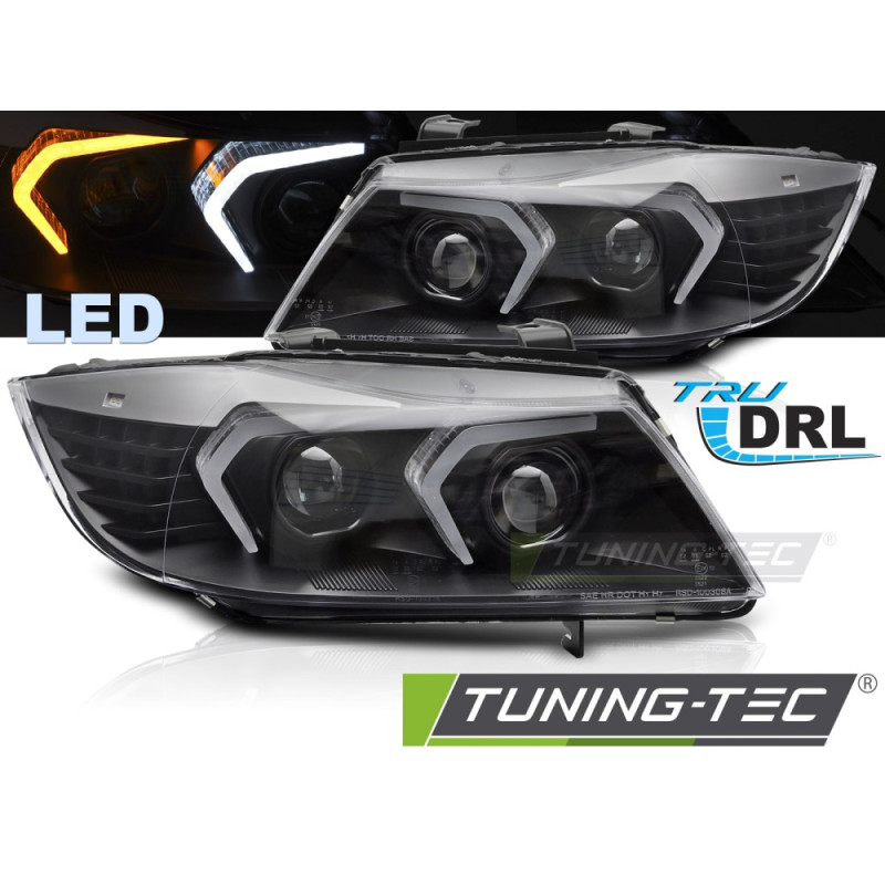 Fari Anteriori LED Nero per BMW E90/E91 2005-2008 (Cod. TT-LPBMR0)