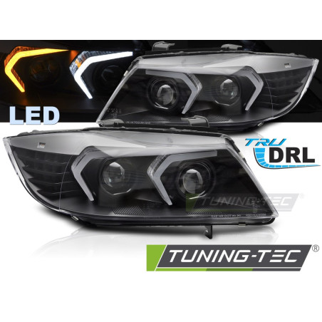 Fari Anteriori LED Nero per BMW E90/E91 2005-2008 (Cod. TT-LPBMR0)