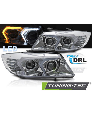 Fari Anteriori LED Cromato per BMW E90/E91 2005-2008 (Cod. TT-LPBMP9)