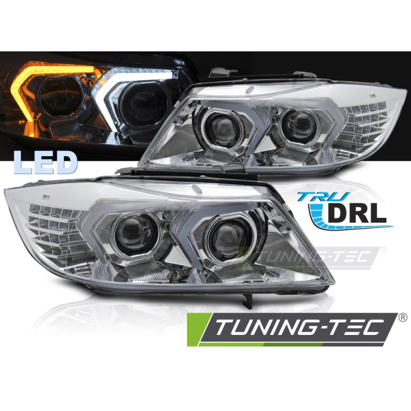 Fari Anteriori LED Cromato per BMW E90/E91 2005-2008 (Cod. TT-LPBMP9)